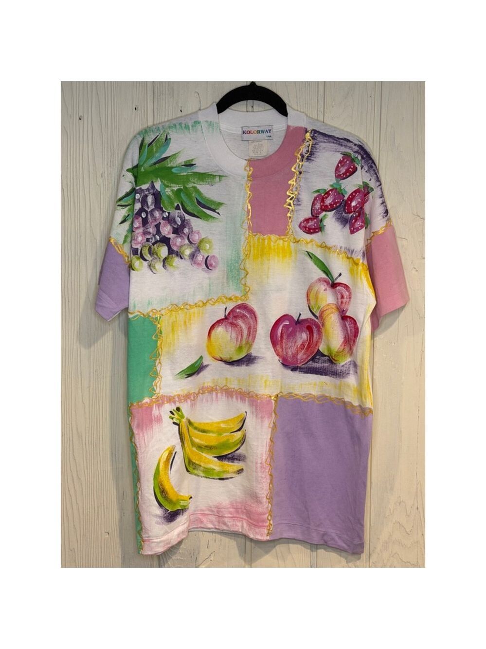 KOLORWAY White Multicolor Fruit Patchwork Tee Size 2